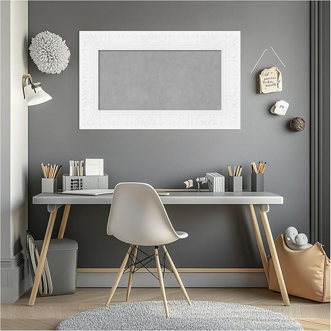 Amanti Art White Framed Magnetic Board 19x31 Small Vision Board for use with Magnets, 100% Metal Sheet to Display Items as Office Decor or for Home Organization in mudroom, Kitchen or Kids Room