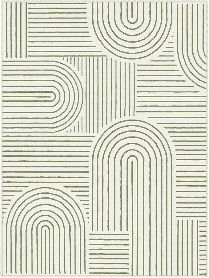 Lahome Abstract 9x12 Area Rugs for Living Room Bedroom, Soft Washable Rugs 9x12, Ultra-Thin Non-Slip Modern Dining Room Rug Non-Shedding Accent Carpet for Office Darrell, Green