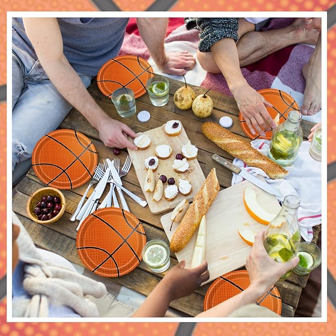 T-Antrix 40 Pcs Basketball Plates And Napkins Party Supplies, Basketball Birthday Decorations Disposable Paper Tableware Set Party Favors for Kids Serves 20