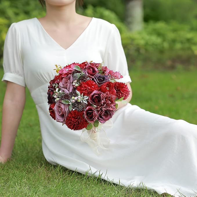 Artificial Flowers Combo, Fake Flowers for DIY Tables Centerpieces Baby Shower Bridal Shower Wedding Bouquet Arrangements Party Candle Holder Cake Decor Flower Home Decorations