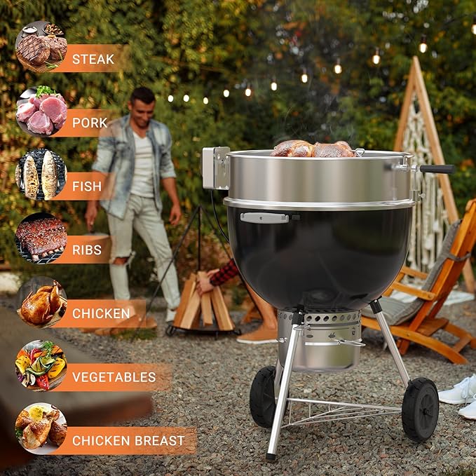 Onlyfire Stainless Steel Rotisserie Ring Kit Barbecue Accessories for Weber 22" Kettle Grill and Other Similar Size Grills