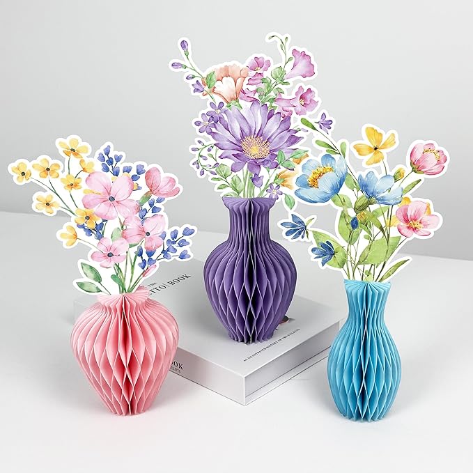 12PCS Wildflower Honeycomb Centerpiece Table Decorations Flower Centerpieces for Tables Wildflower Party Decorations for Birthday Baby Shower Wedding Spring Mothers Day Graduation Garden Party