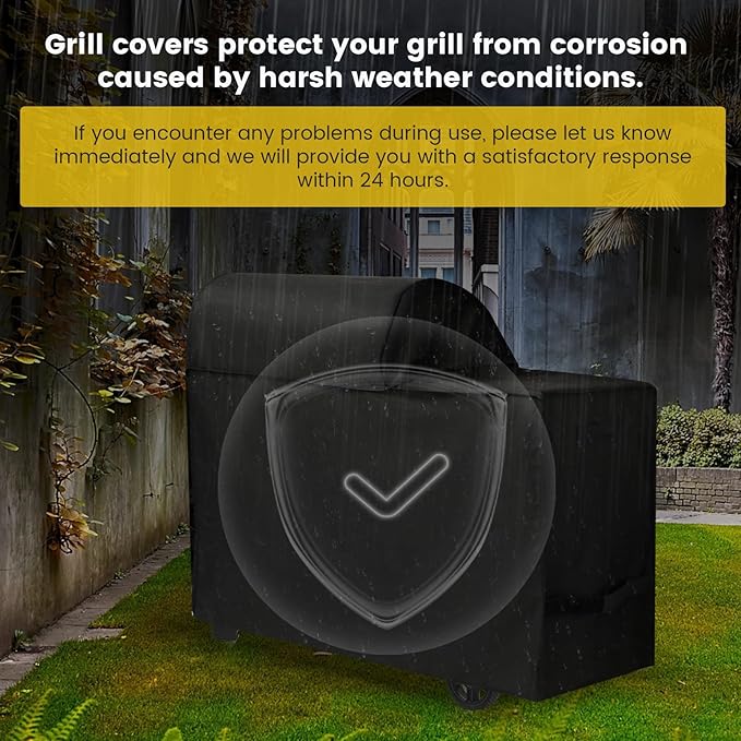 All Weather Grill Cover for BAC761 Traeger Woodridge Grill and TFB86MLH Accessory Replacement, Full-Length Heavy Duty 600D Oxford Fabric Waterproof Weather-Resistant Polyester Traeger Grills Cover