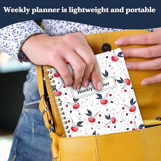 Undated Weekly Planner- Weekly Goals Notebook, A5 To Do List Planner, Habit Tracker Journal with Spiral Binding(Flower-1)