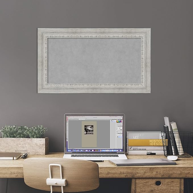 Amanti Art White Framed Magnetic Board 16x28 Small Vision Board for use with Magnets, 100% Metal Sheet to Display Items as Office Decor or for Home Organization in mudroom, Kitchen or Kids Room
