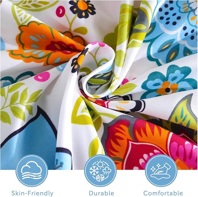 Bedlifes Queen Size Extra Deep Pocket Sheet Sets - Fits Mattresses Up to 18-24" Thick, 4-Piece Microfiber Set with 1800 Thread Count, Soft, Smooth, Breathable, Featuring Floral Spring Design