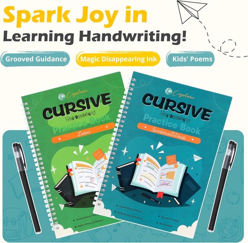 Grooved Cursive Handwriting Workbook by Handwriting Without Tears | Reusable Magic Practice Book for Kids Ages 5-12