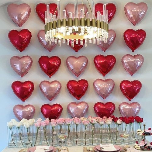 Heart Balloons by Pink Red - 12Pcs 18 Inch Light Pink Foil Love Balloons for Valentine's Day & Weddings
