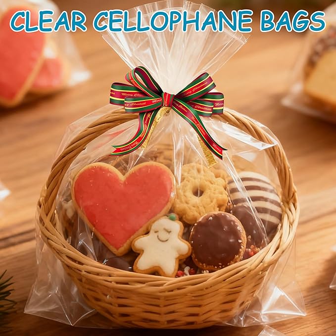ZYLOP Extra Large Cellophane Bags 40x50 Inch - 6 PCS 2.8 Mil Thick Cellophane Wrap for Gift Baskets, Clear Plastic Gift Basket Bags for Thanksgiving, Christmas, Easter Presents/Party Favors Packaging