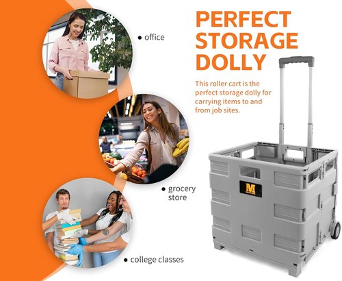 MaxWorks Collapsible Utility Cart - Heavy-Duty 80 lb Capacity Dolly with Telescoping Handle | Ideal for Shopping, Office, and Teachers