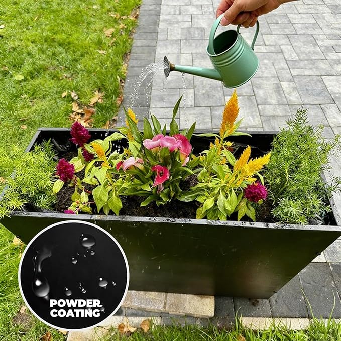 Black Steel Metallic Heavy Planter 36" x 15" x 24" for Outdoor Plants Metal Rectangular Outdoor Planter Spliced Flower Box with Partitions for Outside,Indoor,Garden (Black, 36 * 15 * 24)
