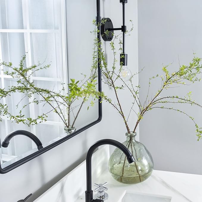 TEHOME Matt Black Horizontal Pivot Bathroom Vanity Mirror Large 30x48'' Black Metal Framed Rectangle Tilting Beveled Vanity Mirrors for Wall, Overall 51.91 x 30 inches (Mirrror 48 x 30 inches)