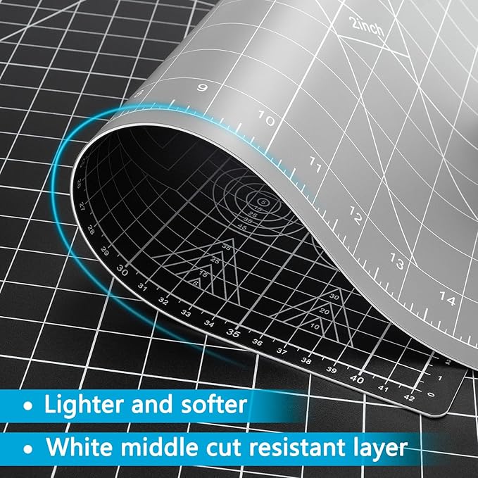 ArtAt Self Healing Cutting Mat: 12″x 18″ Black-Gray Eco-Craft Cutting Mat - 5-Layer Durable Anti-Blade-Wear Material for All Your Crafting Needs