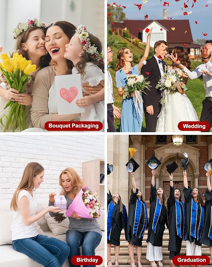 TINGSING 20 Pcs Double Sided Flower Wrapping Paper 22.4 inch Matte Waterproof Floral Bouquet Wrappings Papers for Floral Wrap Gift Packaging Florist Packing Supplies DIY Crafts,Purple-Pink