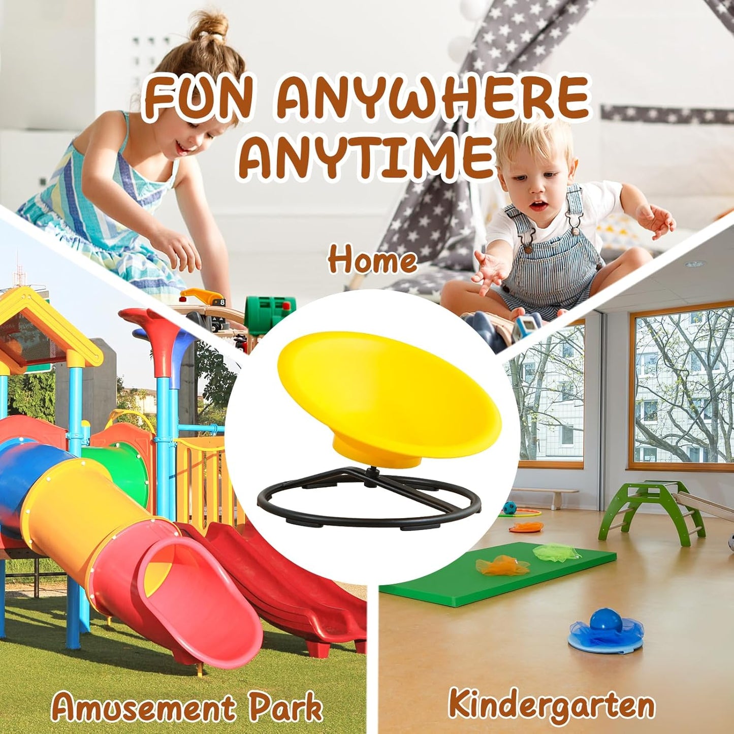 Skiennix Spinning Chair - Sensory Swivel Toy for Kids 3+ | Enhances Motor Skills (Yellow)