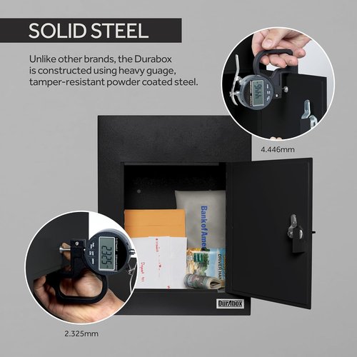 Durabox Drop Box Safe - Heavy Duty Steel Mailbox with Lock for Secure Mail & Cash | 17 x 13 x 7 (Black)