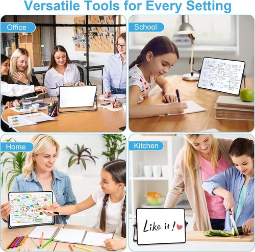 Marte Vanci Small Whiteboard - 12" x 8" Double-Sided Magnetic Dry Erase Board with Stand for Home & Office