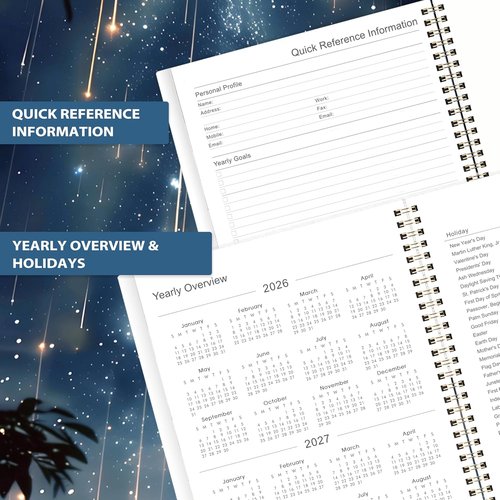 Galaxy Planner | 2026-2027 Academic Weekly & Monthly Planner | 8.5" x 11", Colorful Tabs, Inner Pocket, Premium Paper