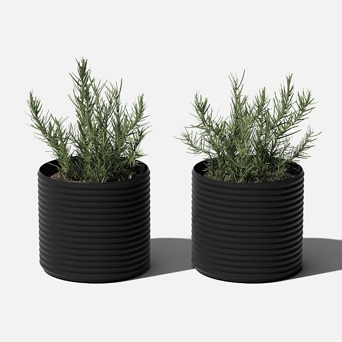 Veradek Mod Series 13" Short Planter for Patio & Backyard | Durable Plastic-Stone Material | Modern Décor for Plants & Flowers