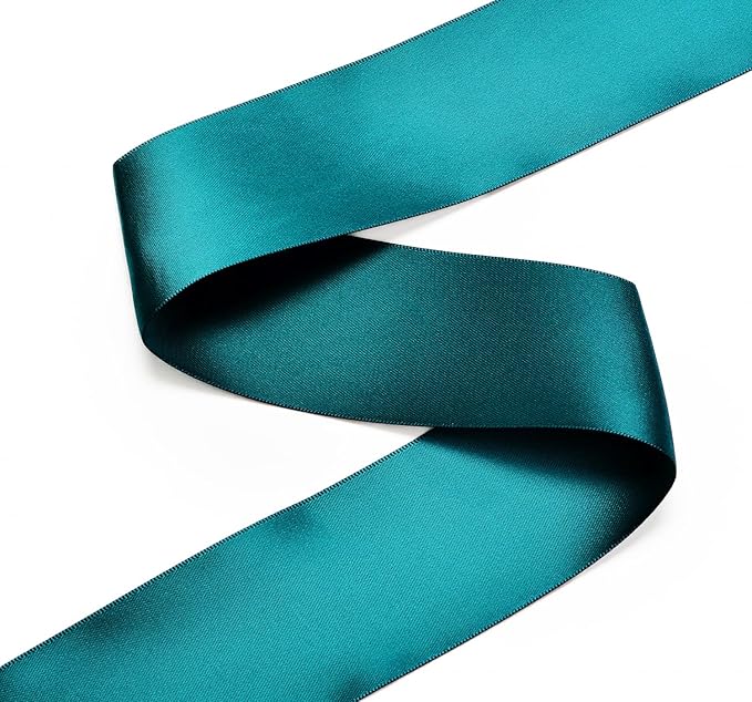YAMA Double Face Satin Ribbon - 1 1/2 Inch 25 Yards for Gift Wrapping Ribbons Roll, Teal