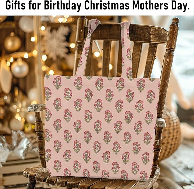 Decohim Multiple Packs Floral Japanese Print Canvas Tote Bag Reusable Grocery Bags Gifts for Women Girls Birthday Christmas