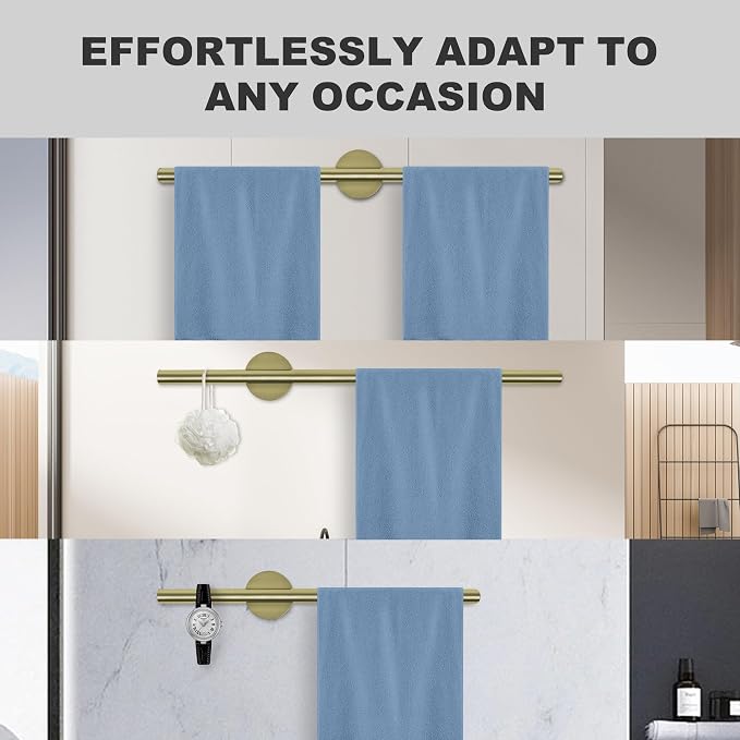 Adjustable Length Stainless Steel Towel Rack - 18-24 Inch Fit, 26.4 Inch Total Length - Brushed Gold 304 Stainless Steel Towel bar for Bathroom & Kitchen