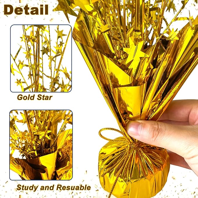 12 Pack Metallic Foil Spray Centerpiece Star Table Decoration Burst Table Centerpieces for Birthday New Years Nye Wedding Anniversary Graduation Holiday Party Supplies Decor, Gold