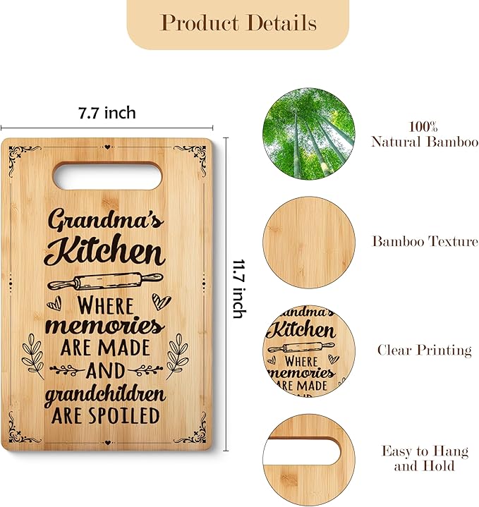 Gifts for Grandma, Grandma Cutting Board Chopping Board, Best Grandma Gifts, Grandma Christmas Birthday Gifts, Grandma Gifts from Grandkids, Grandma Kitchen Gifts Bamboo Cutting Boards