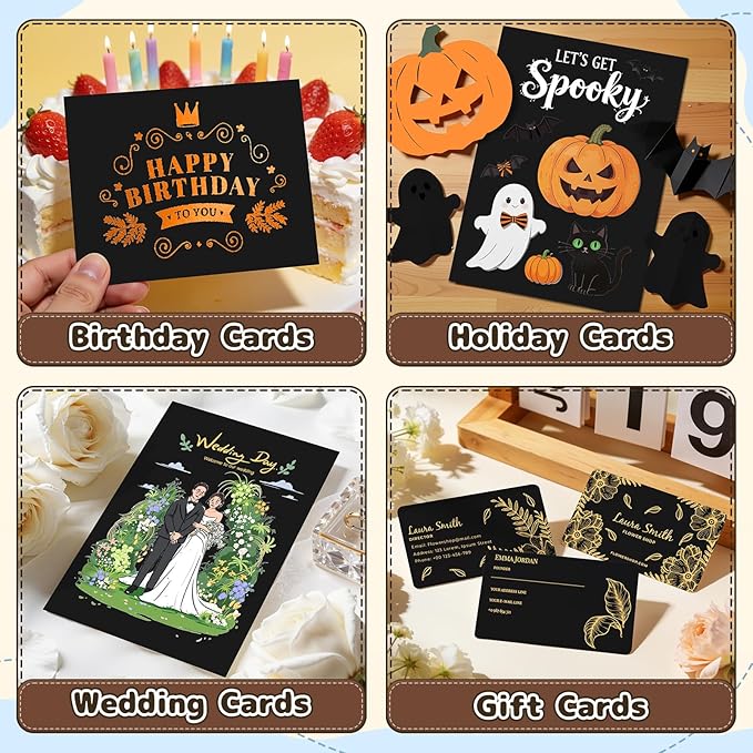 120 Sheets Cardstock 8.5x11, 65lb Black Card Stock, Black Construction Paper, 180gsm Thick Printer Paper for Printing, Painting, Card Making, Kids School Supplies,Party Decorations