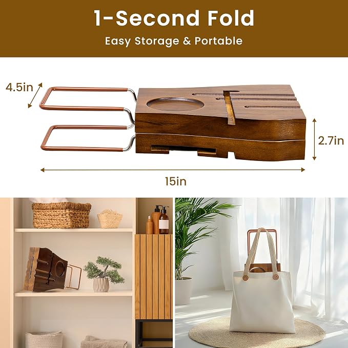 Teak Bathtub Tray Expandable Bathroom Tray for Home Spa Relaxation, Wooden Tray Caddy for Bathtub, Teak Bathtub Caddy as Unique Housewarming, Birthday, Wedding Shower Gifts. Light Walnut
