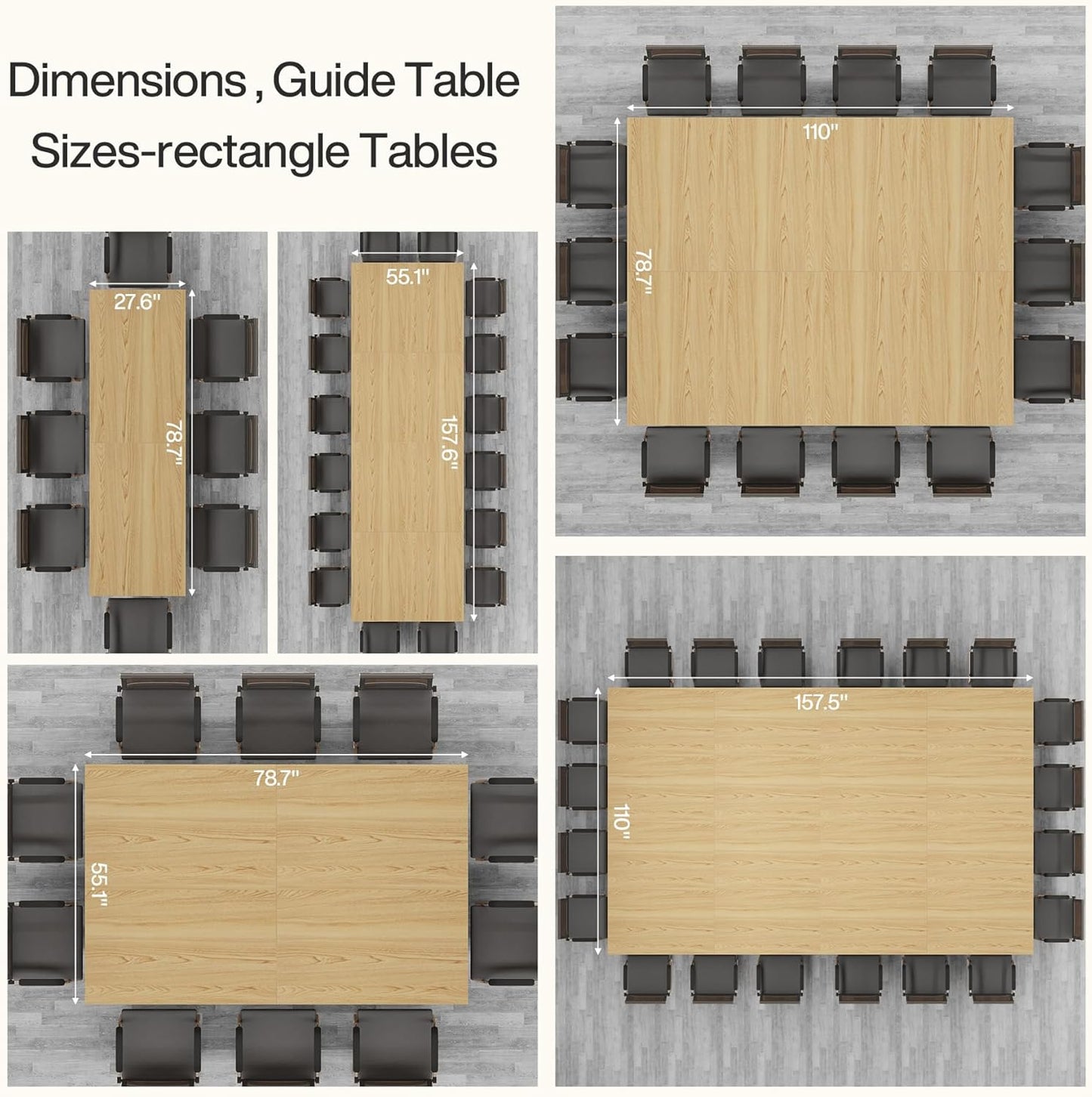 Tribesigns 6.5FT Conference Table - Rectangular Business Desk for 6-8 People | Durable Metal Frame, Oak Finish