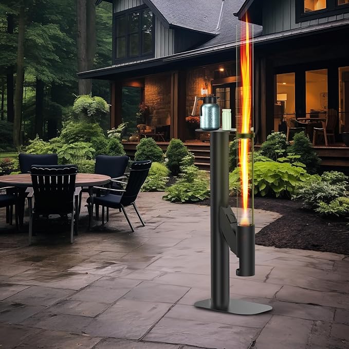Rayzi 67 Inch Outdoor Pellet Heater, Patio Heater Wood Pellet Stove, Pellet Fire Pit for Outdoor - Smokeless Wood Pellet Burning Flame, Outside Backyard Bonfire, Fireplace for Camping Garden Picnic