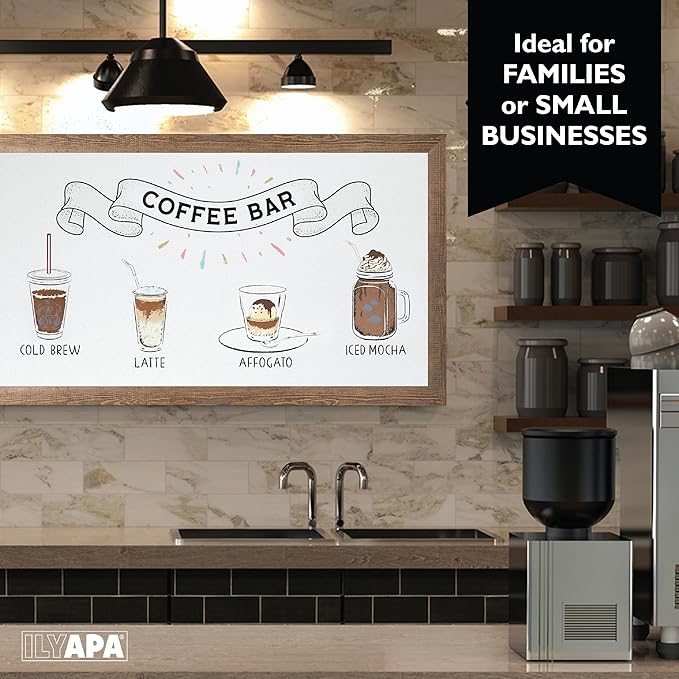 Ilyapa Extra Large Dry Erase Board for Wall - Wood Framed Magnetic White Board - 58 x 25 Inches Decorative Wall Hanging Menu Whiteboard - Brown