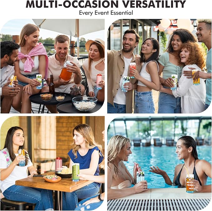 Blue Highball Glasses Set of 6,13oz Drinking Glass Cups for Mixed Drink Cocktail, Beer, Mojito, Water and Juice,Thick Tall Crystal Glassware for Kitchen, Restaurant, Home Bar and Parties