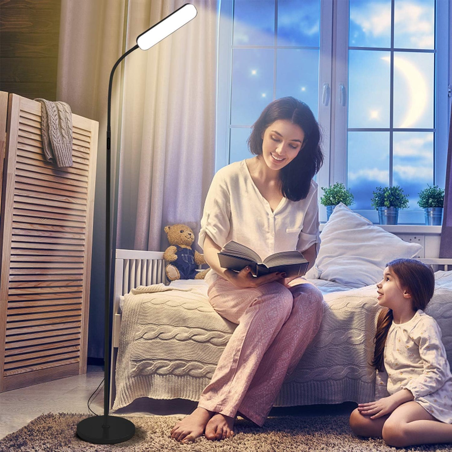 Wio-Mio RGB Color Changing Floor Lamp - Bright LED with Adjustable 3000K-6000K | Smart Remote Control for Bedroom & Gaming Room