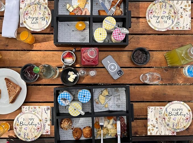 72Pcs Fall Wildflower Plates and Napkins, Floral Birthday Party Supplies Autumn Wildflower Paper Plates and Napkins Forks Tableware Decorations for Fall Picnic Tea Party Baby Shower Birthday, Serve 24
