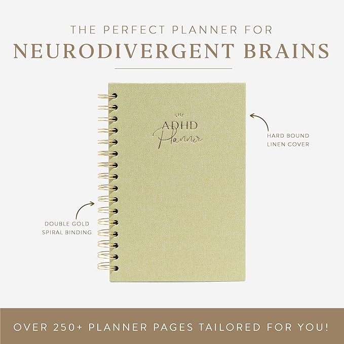 The ADHD Planner - Undated Daily/Weekly Schedule Organizer Journal - Habit Tracker Record Emotions & Mood - Academic Goals - Structure & Focus for Adults (Spiral) (Green)