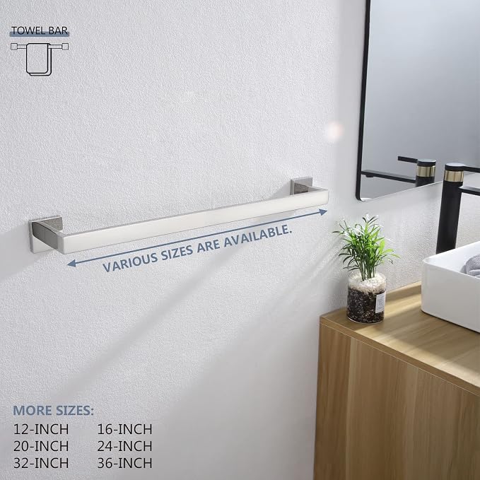 KOKOSIRI 20-Inch Single Towel Bar, Bathroom Kitchen Towel Holder, Wall Mounted SUS304 Stainless Steel Towel Rack, Polished Chrome, B4003CH-L20