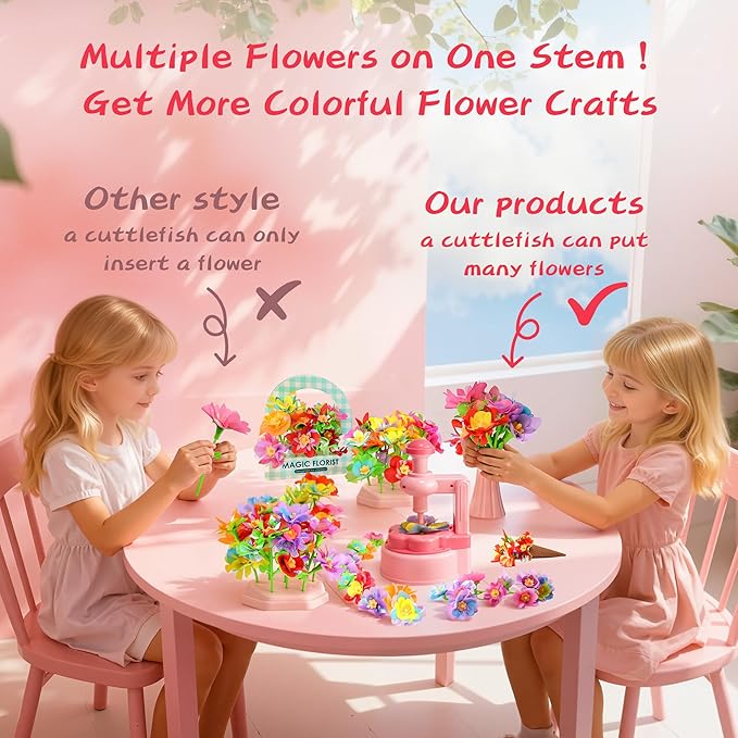 Unitour DIY Flower Bouquet Craft Kits,Arts and Crafts Flowers Market Toy for Kids,Birthday Gift for 4 5 6 7 8 9 10 Year Old Girl Boy (Flower Craft Kits Accessory Pack)