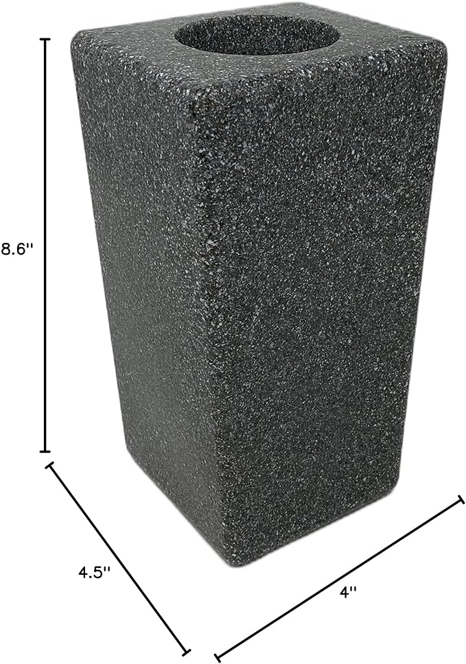 OPTIMUM Square Memorial Cemetery Flower Vase - Plastic (Black Granite) with Metal Ground Spike, Grave Marker, Decorations for Gravesite, Headstone Flowers Holder, Garden Lawn & Yard