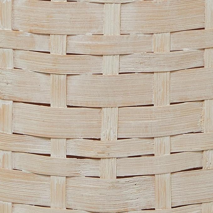 Deco 79 Bamboo Wood Decorative Vase, Tall Woven Floor Centerpiece, Round Vase for Home Decoration, White and Beige, 8.5" x 8.5" x 39"