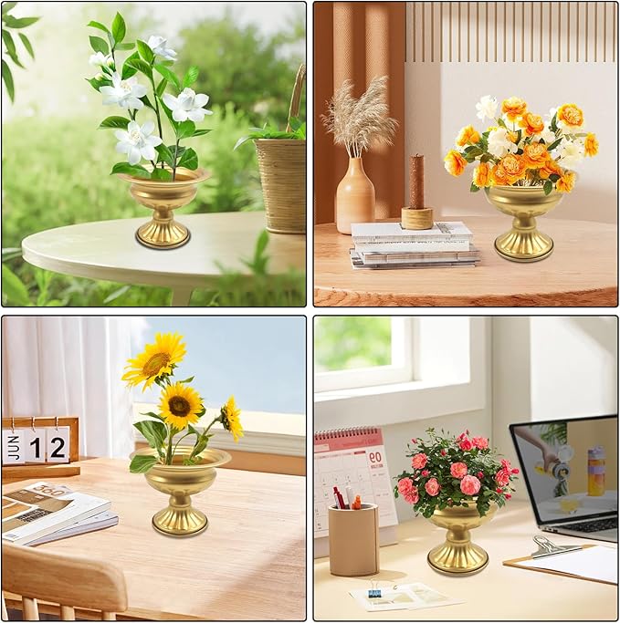 Metal Vases for Table Centerpieces 10 Pcs 4.7 Inch Gold Vases Golden Compote Pedestal Vase,Gold Vases for Centerpieces Flower Holders Center Pieces for Weddings Party Anniversary Decorations