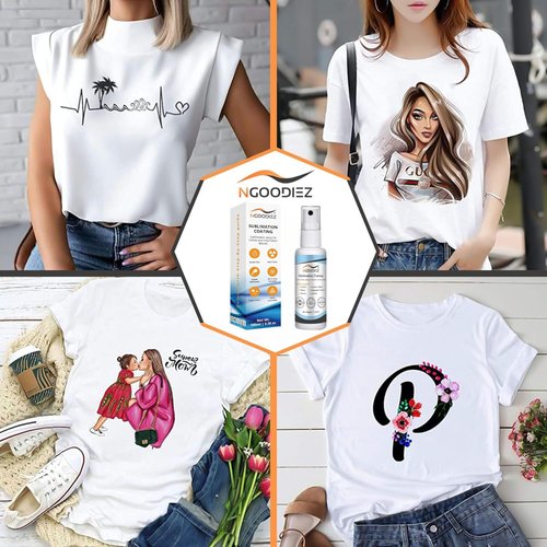 NGOODIEZ Sublimation Spray for Cotton T-Shirts & Polyester - Complete Kit with Extra Nozzle & Pro Guide (100ml)