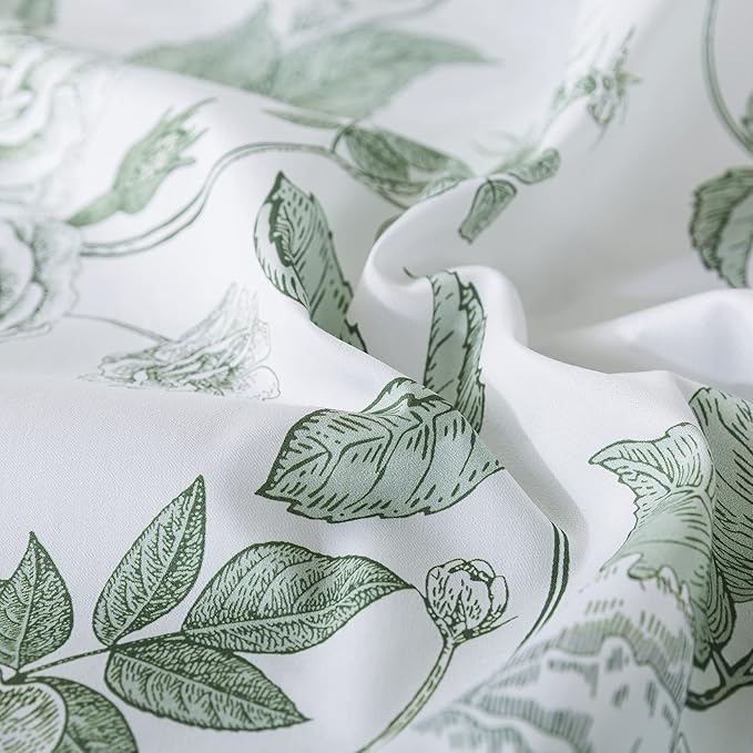 FADFAY Sheets Set Queen Vintage White and Green Floral Bedding Elegant Peony Sheets Set Shabby Rose Farmhouse Bedding 100% Egyptian Cotton 800 Thread Count Deep Pocket Fitted Sheet 4Pcs, Queen Size