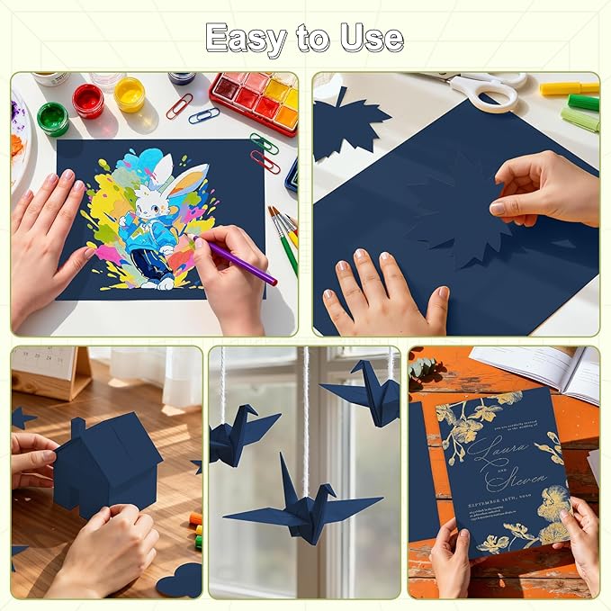 40 Sheets Cardstock 8.5x11, 65lb Darkblue Card Stock, Construction Paper, 180gsm Thick Printer Paper for Printing, Painting, Card Making, Kids School Supplies,Party Decorations