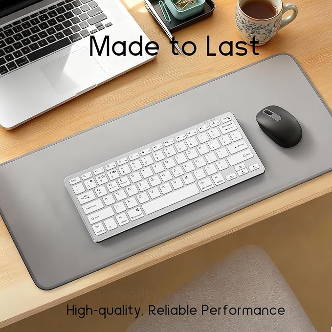 JKSML Wireless Keyboard with 78 Keys, Bluetooth and 2.4 GHz Wireless, Low Profile, Fluid Quiet Typing, 12 Programmable Keys, USB C Rechargeable, for Phone, Tablet, PC, Laptop, Smart TV - White