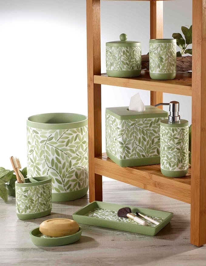 Avanti Linens - Toothbrush Holder, 100% Hand-Painted Resin Bathroom Accessories, Botanical Home Decor (Stratford)