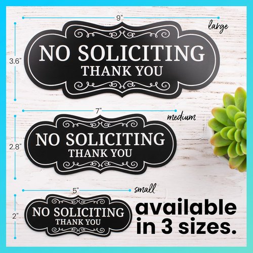 ExcelMark No Soliciting Sign - Premium Quality, Made in the USA | Small 2"x5", Black with White Letters