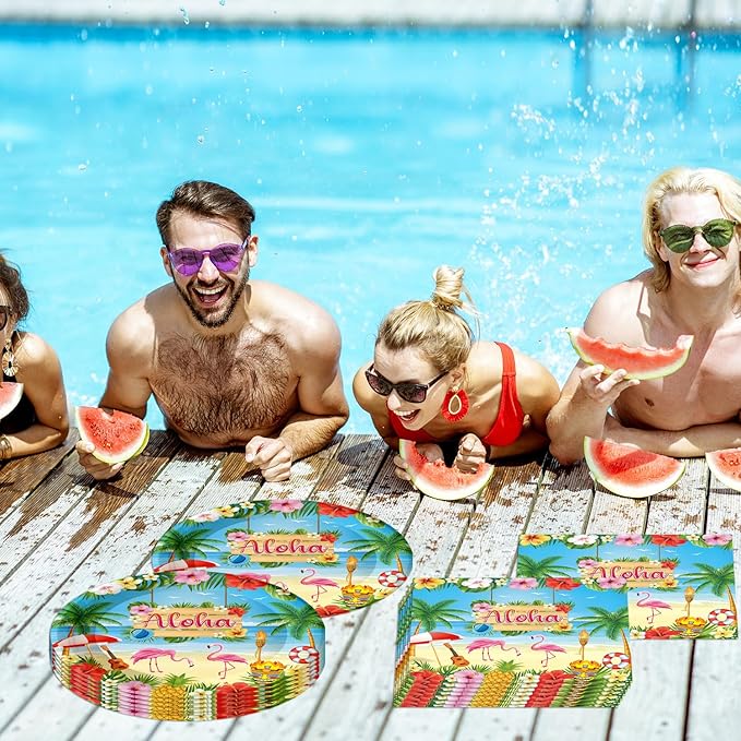 Hawaiian Luau Party Decorations Aloha Birthday Plates and Napkins Supplies 40Pcs Tropical Luau Party Decorations for Birthday Baby Shower Decor