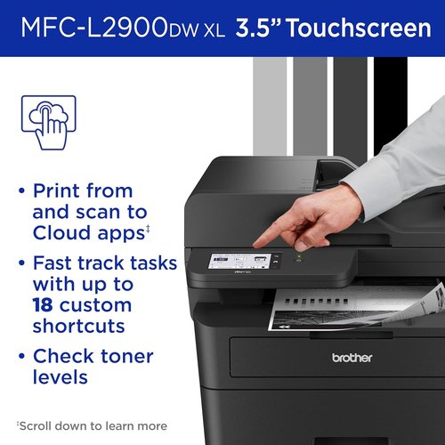 Brother MFC-L2900DW XL Wireless Monochrome All-in-One Laser Printer - Duplex Copy, Scan & Fax | 4,200 Pages Toner Included